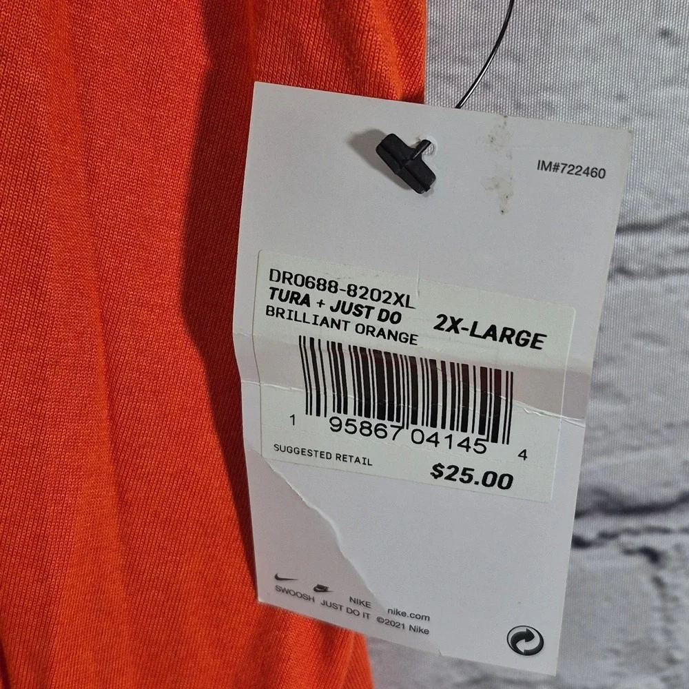 Nike Dri-Fit Just Do It T-Shirt Mens Size 2XL Brilliant Orange Black Letter New